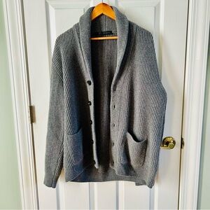Men's Gray Shawl Collar Cardigan Sweater